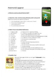 English Worksheet: Pokemon GO Go Gone!