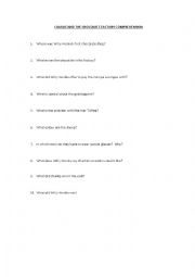 Comprehension question sheet for Charlie and the Chocolate Factory