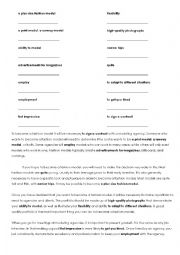 English Worksheet: Becoming a fashion model (Fashion english)