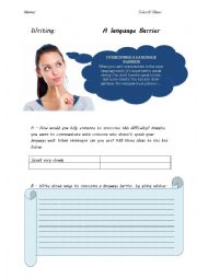 English Worksheet: Writing / Speaking: Overcoming a language barrier