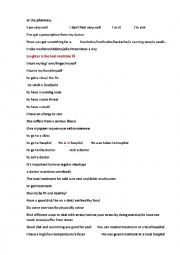 English Worksheet: at the pharmacy