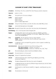 English Worksheet: Glossary of Short Story Terminology
