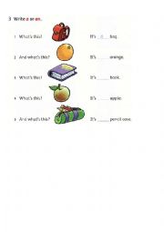 English Worksheet:  a an