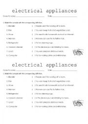English Worksheet: Electriccal Appliances