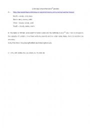 English Worksheet: Listening comprehension 6th graders Texts October 2015