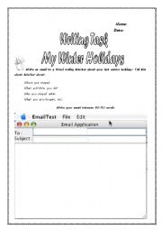 English Worksheet: WRITING TASK: MY WINTER HOLIDAYS PET EXAM PRACTICE Level B1