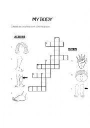 English Worksheet: Body Parts Crossword