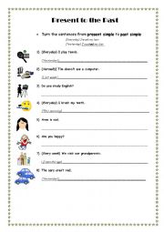 English Worksheet: Turn Present Simple into Past Simple