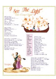 English Worksheet: Song: I see the light - Tangled