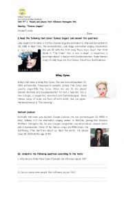 English Worksheet: reading about famous singers