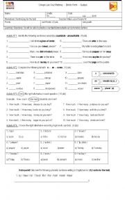 English Worksheet: countable/uncountable