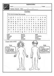 English Worksheet: Clothes