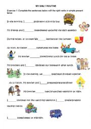 English Worksheet: Daily Routines - Simple Present Tense