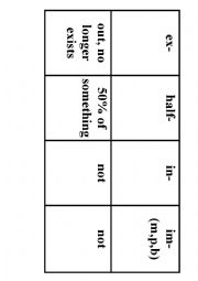 English Worksheet: Prefix Game