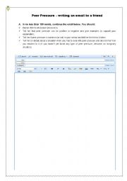 English Worksheet: Peer Pressure - writing an email to a friendd