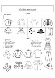 English Worksheet: Clothes and colors