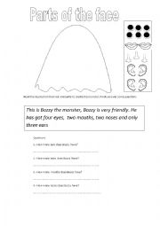 English Worksheet: parts of the face