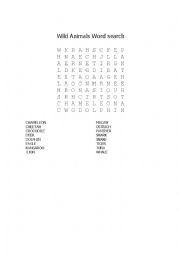 English Worksheet: Wild animals word search