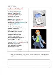  MY TEACHER TOOK MY iPOD (a poem + a grammar exercise)