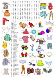 English Worksheet: Clothes wordsearch