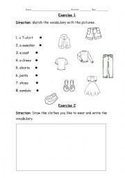 Matching the vocabulary with the pictures Clothes