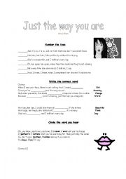 English Worksheet: Bruno mars - just the way you are
