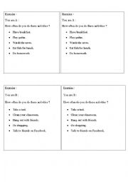 English Worksheet: speaking activity (adverbs of frequency)