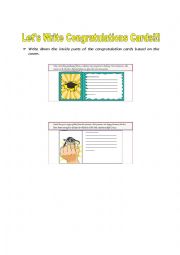 English Worksheet: congratulations card