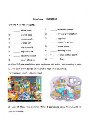 English Worksheet: a an some