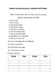 English Worksheet: nouns practice