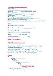 English Worksheet: We Are The World