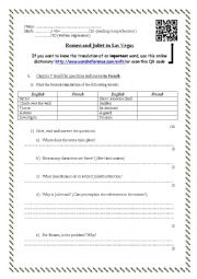 English Worksheet: Romeo and Juliet in Las Vegas reading worksheet #5 (chapter 7 and 8)