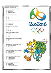 English Worksheet: Olympic Games - Rio 2016 