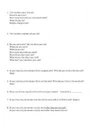 English Worksheet: Pair Interview about Jobs 
