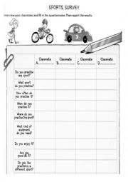 English Worksheet: Sports Survey