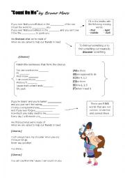 English Worksheet: Count On Me - Bruno Mars (1st Conditional)