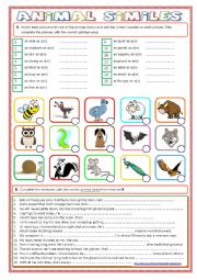 English Worksheet: Animal Similes