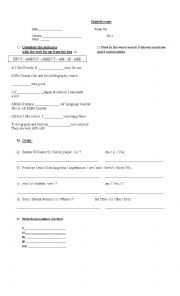 English Worksheet: verb to be exam