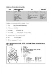 English Worksheet: Personal Information and Routines