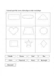 English Worksheet: Shapes (Cut and Paste)
