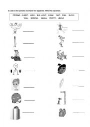 English Worksheet: opposite adjectives