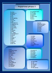 English Worksheet: Prepositional phrases 2