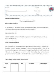 English Worksheet: Worksheet about TV