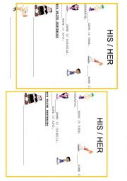 English Worksheet: Lets work with HIS and HER!