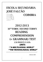 English Worksheet: teste 10 ano