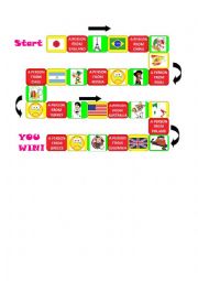 English Worksheet: Nationalities Board Game