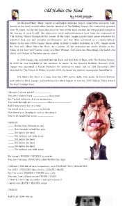 English Worksheet: Old Habits Die Hard by Mick Jagger