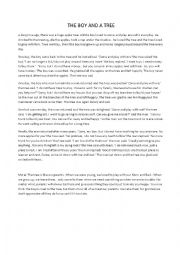 English Worksheet: THE BOY AND A TREE