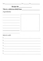 English Worksheet: Recipes for Paella and Ratatouille & Recipe Template