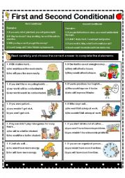 English Worksheet: FIRST AND SECOND CONDITIONAL EXERCISE